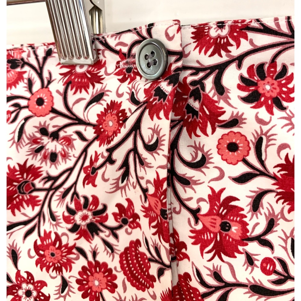 Charter Club Red White Urban Jungle Floral Cotton Wrap Knee Length Skirt 16 - Picture 5 of 14
